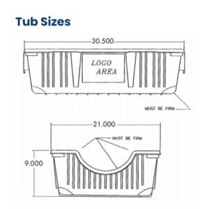Nestable Airline Tub Sizes